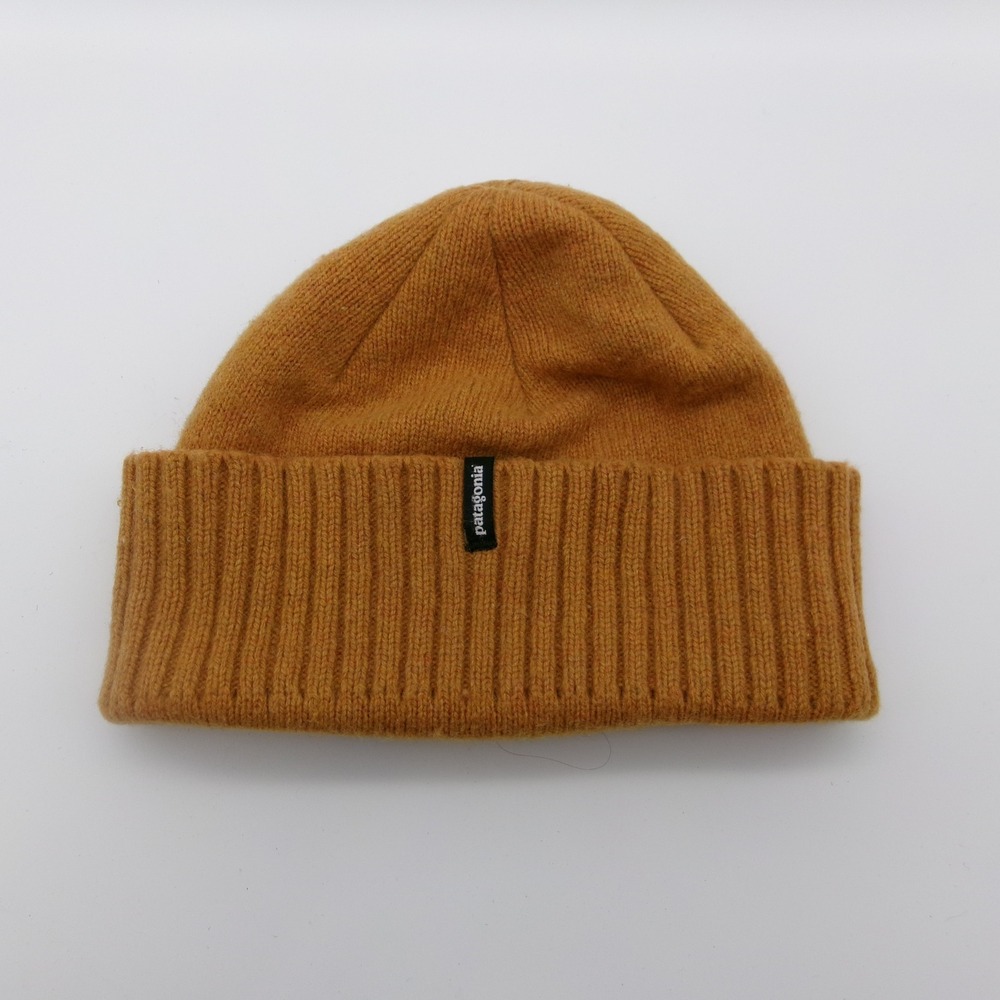 Patagonia Brodeo Beanie Mustard Yellow Wool Blend Ribbed Cuff Hat One Size